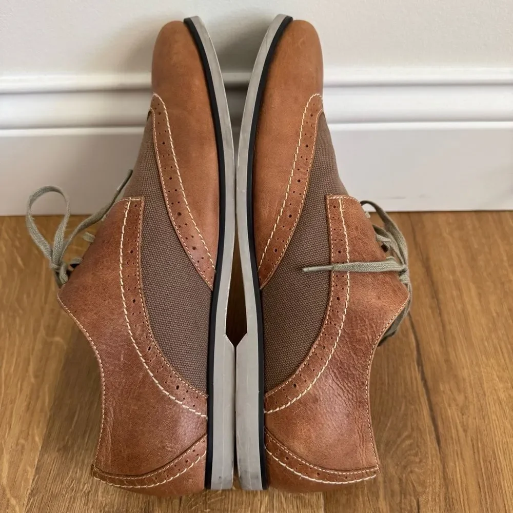 Joe's Jeans Brown Leather Lace Up Oxford Shoes with Brogue Detailing | Size 10.5